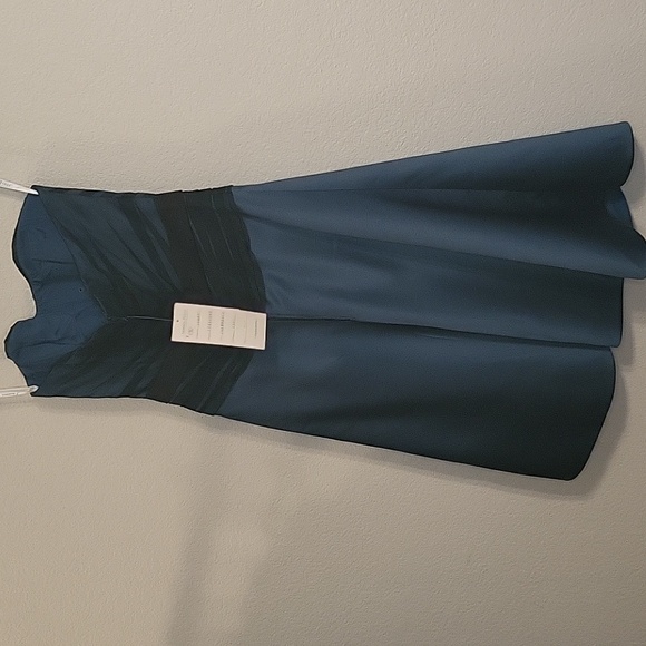 NWT Sophia Tolli Dark Jade/Teal Sheer Black Strapless Cocktail Dress Sz 8 Sexy! - Picture 8 of 11